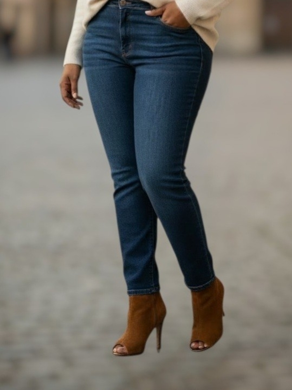 Suede Peep-Toe Ankle Booties — Chestnut Brown Zippered Back